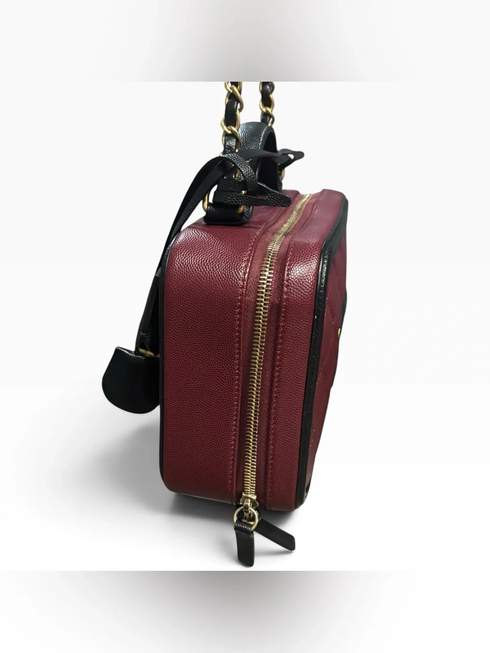 CHANEL CC Filigree Vanity Case Burgundy